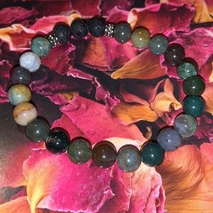 🪬2/$20🪬 New Natural 8mm Indian Agate & 8mm Lava Stones Aromatherapy Bracelet